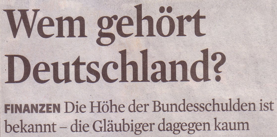 Kölner Stadt-Anzeiger, 02.01.10, Titel: Wem gehört Deutschland?