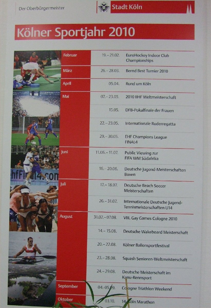 Der Kölner Sportkalender 2010