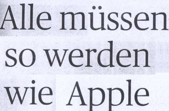 Handelsblatt, 26.07.10, Titel: Alle müssen so werden wie Apple
