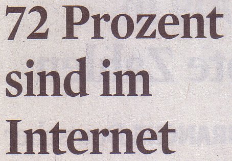 Kölner Stadt-Anzeiger, 09.07.10, Titel: 72 Prozent sind im Internet