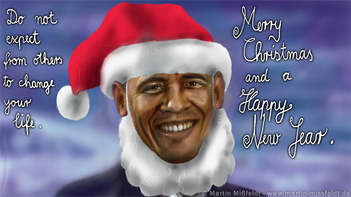 Karikatur von Martin Missfeldt: Barack Obama ist nicht der Weihnachtsmann