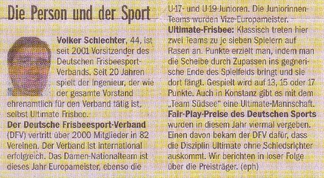 Südkurier, 19.10.2011, Infokasten: Die Person und der Sport